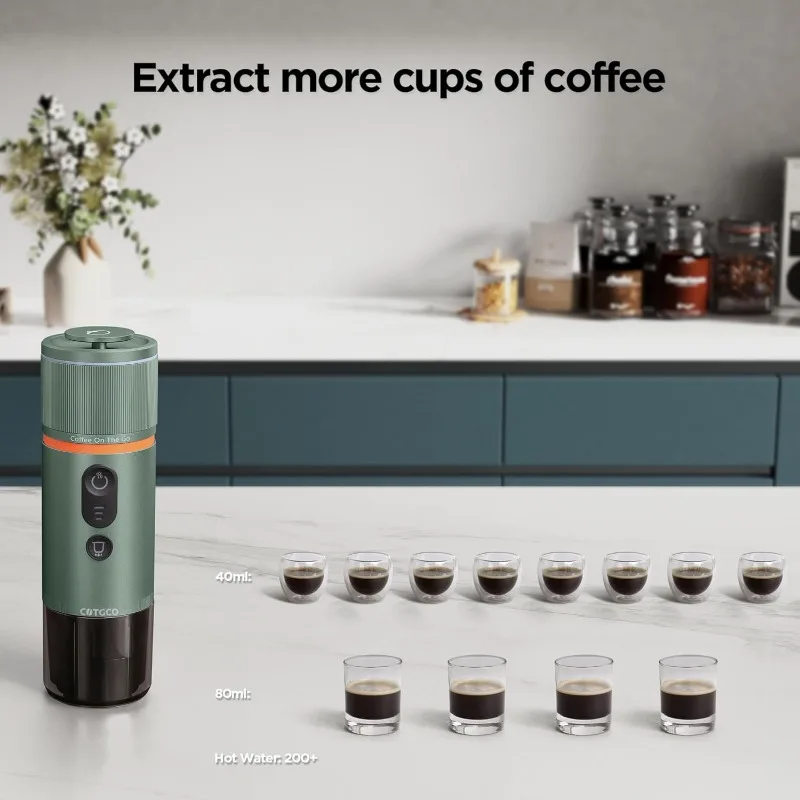 COTGCO Portable Espresso Coffee Machine: 12V Electric Travel Expresso Maker,Self Heating 8 Cups Compatible for Nespresso Capsule 2