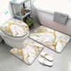 Luxury Gold Vein Marble Bathroom Set - Soft & Non-slip Contour Mat, Toilet Cover, and Bathtub Mat for Elegant Home Decor 1