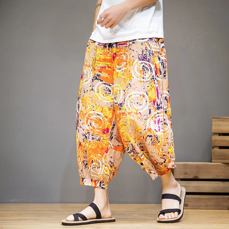 

Spring Summer Men Pants Casual Harajuku Style Harem Pants Men Loose Trousers Ethnic Style Man Wide Leg Pants Streetwear 5XL