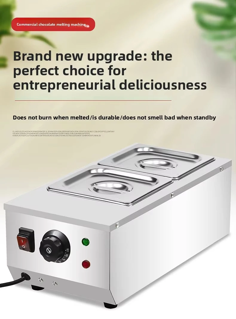 JH Stainless Steel Chocolate Melter 2/3/4 Pots 1200W 30-85℃ Temp Control Commerc