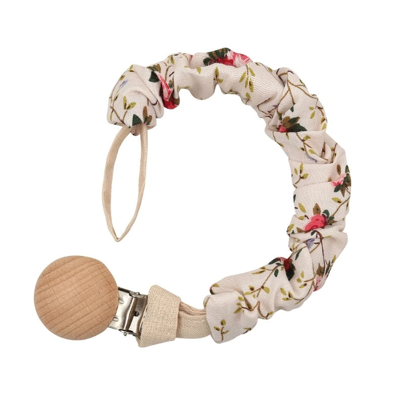 24BE Cute Pacifier Clip Holder Teething Cotton Linen for Baby Girls