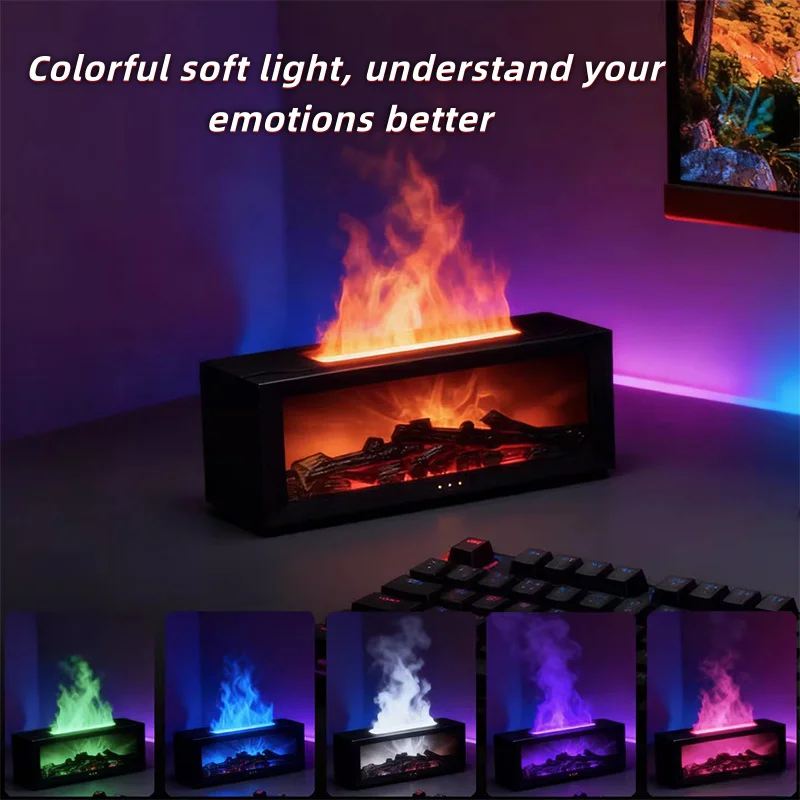 Fireplace imitation flame humidifier home bedroom colorful atmosphere lamp high-value essential oil aromatherapy machine 1