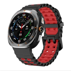 Silicone Sports Band for 47mm Smartwatch - No Gap Design, Unisex Strap (Black - red)