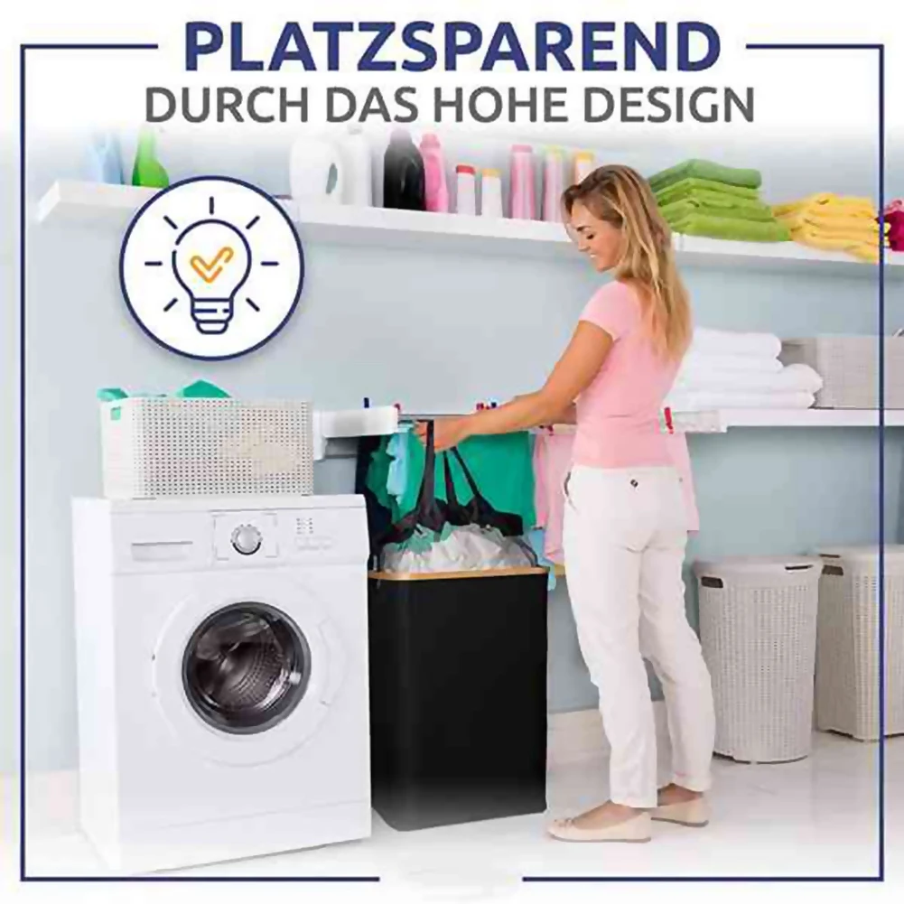 

Laundry Basket with Lid, Black Laundry Basket with Removable Laundry Bag - Laundry Sorter for Bathroom & Bedroom