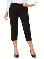 New women's plus-size elastic fabric slit design temperament hip line solid color pants