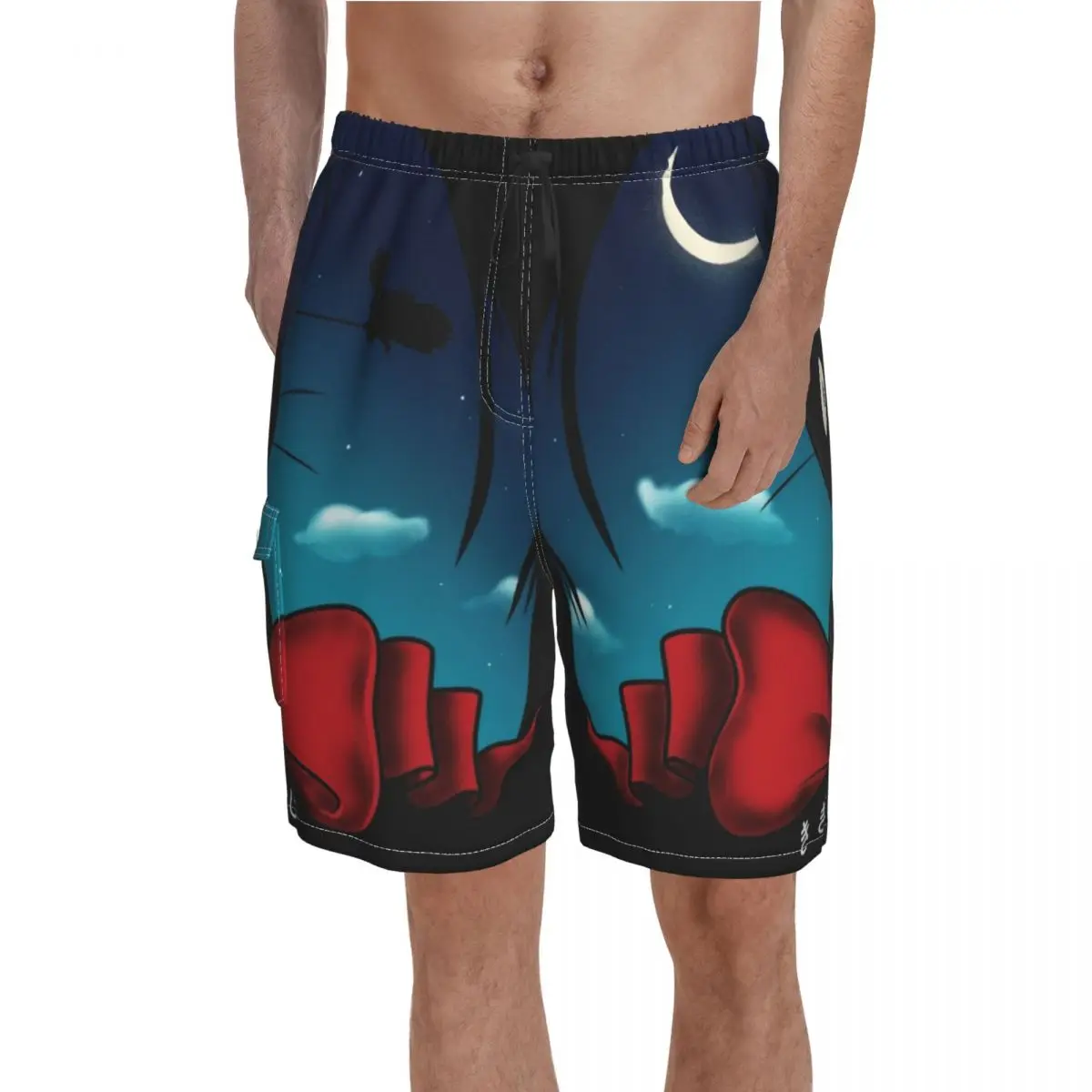 Custom Men's Quick Dry Swim Trunks with Pockets Japanese Anime Akatsuki Waistband Beach Board Shorts