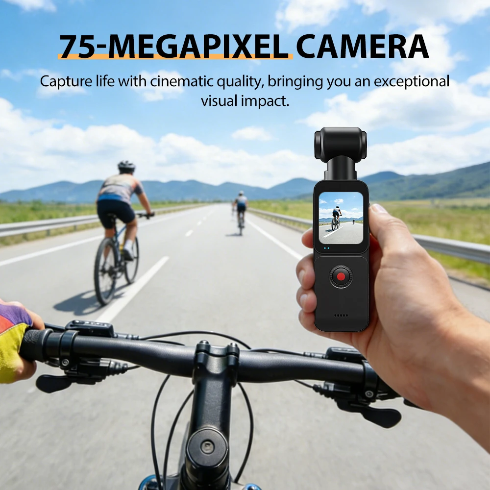 Rotation électrique de la caméra action 4K 60FPS 75MP, idéale pour des panoramiques parfaits