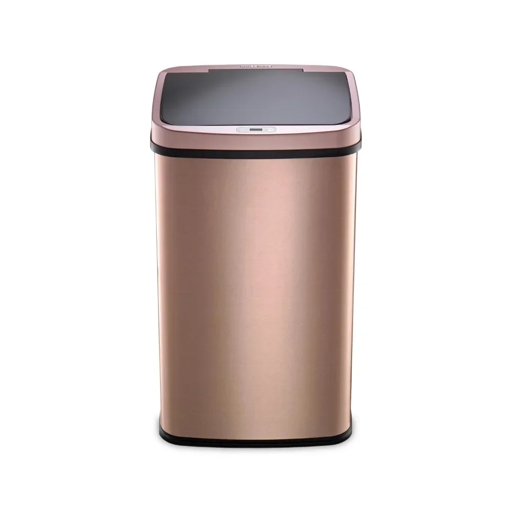 

Dustbin Motion Sensor Rectangular Kitchen Garbage Can Litter Bins Gold Stainless Steel Bathroom Trash Can 13.2 Gal Bin Automatic