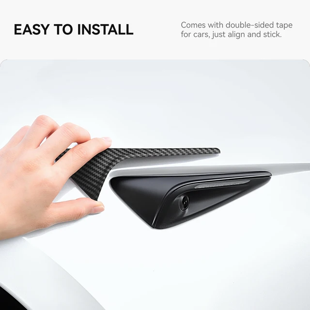 YZ for Tesla Model 3 Y Highland Juniper 2025 Side Camera Cover Lens Protector ABS Camera Cover Black Fiber Pattern Accessories 5