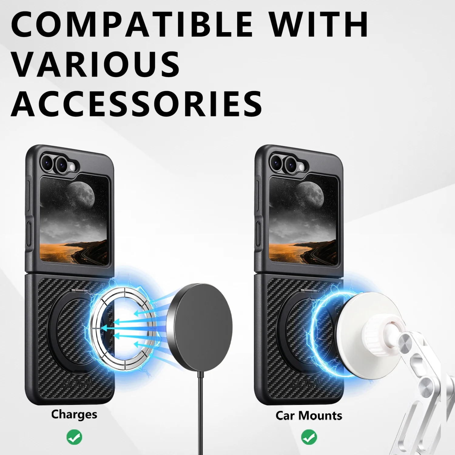 Complete Set Soft Rubber Magnetic Adhesive 360-Degree Rotating Stand for Wireless Charging Case