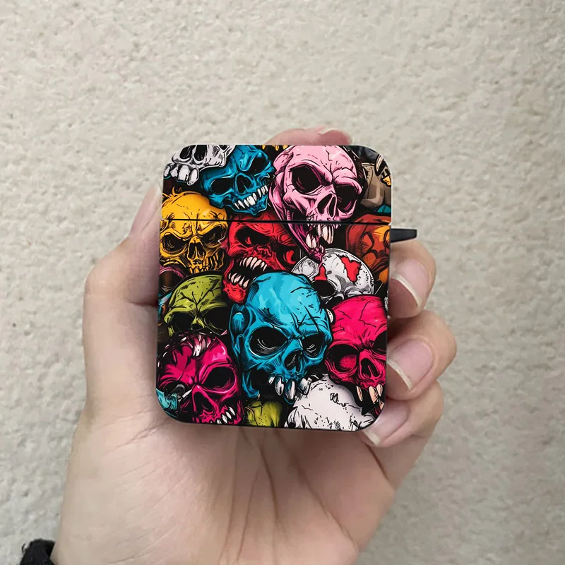 Black Skull Design Wireless Earphone Protective Case