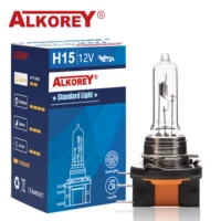 Alkorey 2PCS H15 12V 15/55W Clear Auto Headlight Bulbs Warm White 3350K Car Lights Driving Lamp Halogen Lamps 2