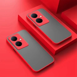 Luxury Shockproof Matte Armor Bumper Silicone Case for Vivo Y28 5G (Red)