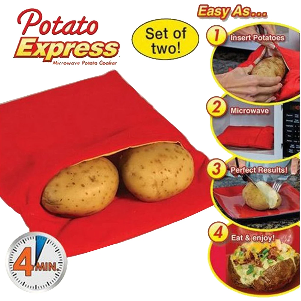 Microwave Oven Potato Bag Reusable Roast Potatoes Baking Bag Pocket