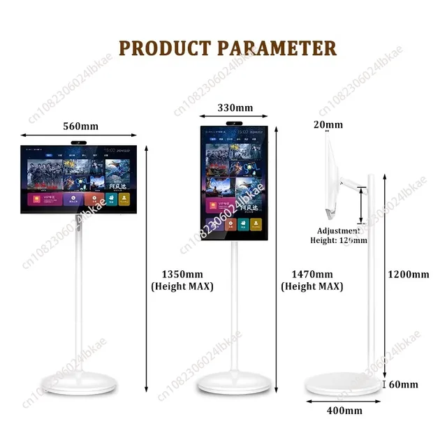 TV Android portable 21,5 27 pouces 32 pouces avec support rotatif, grande capacité de batterie, adapté à l'écran LCD intelligent pour tablette domestique 1