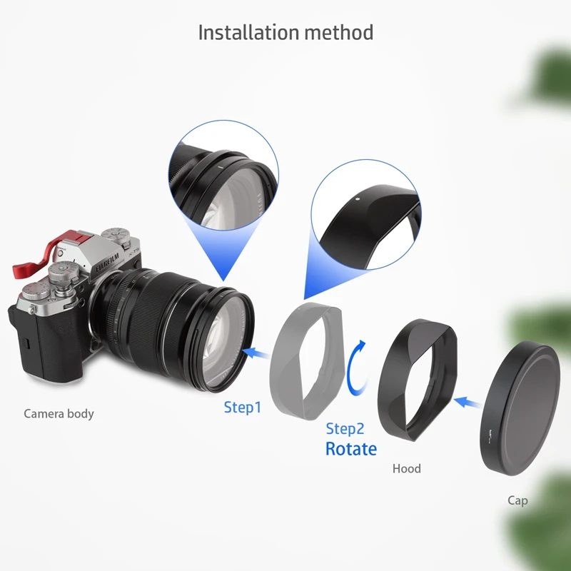 Haoge LH-X165 Square Metal Lens Hood Shade with Metal Cap for