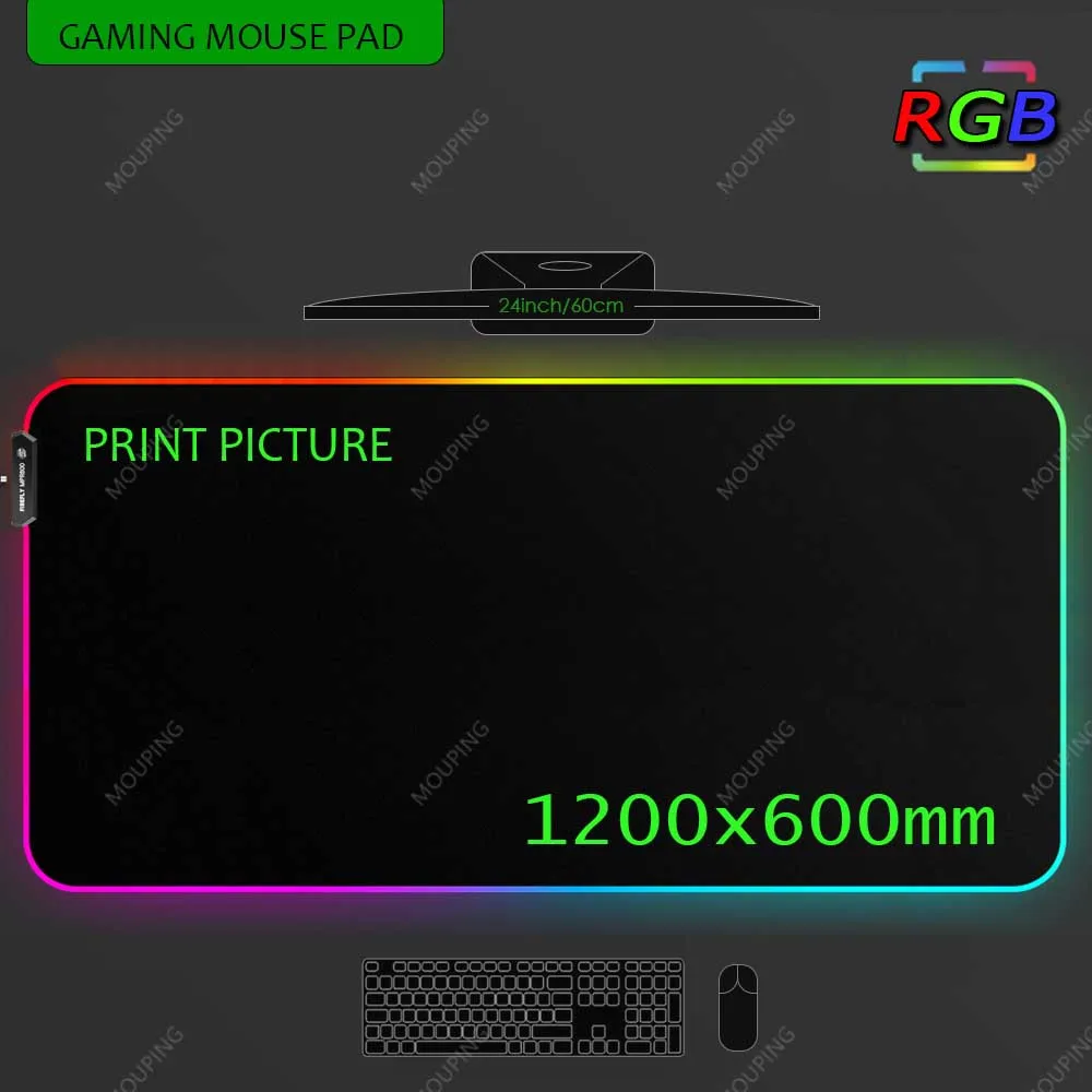 xxxl tapete de rato rgb led preto
