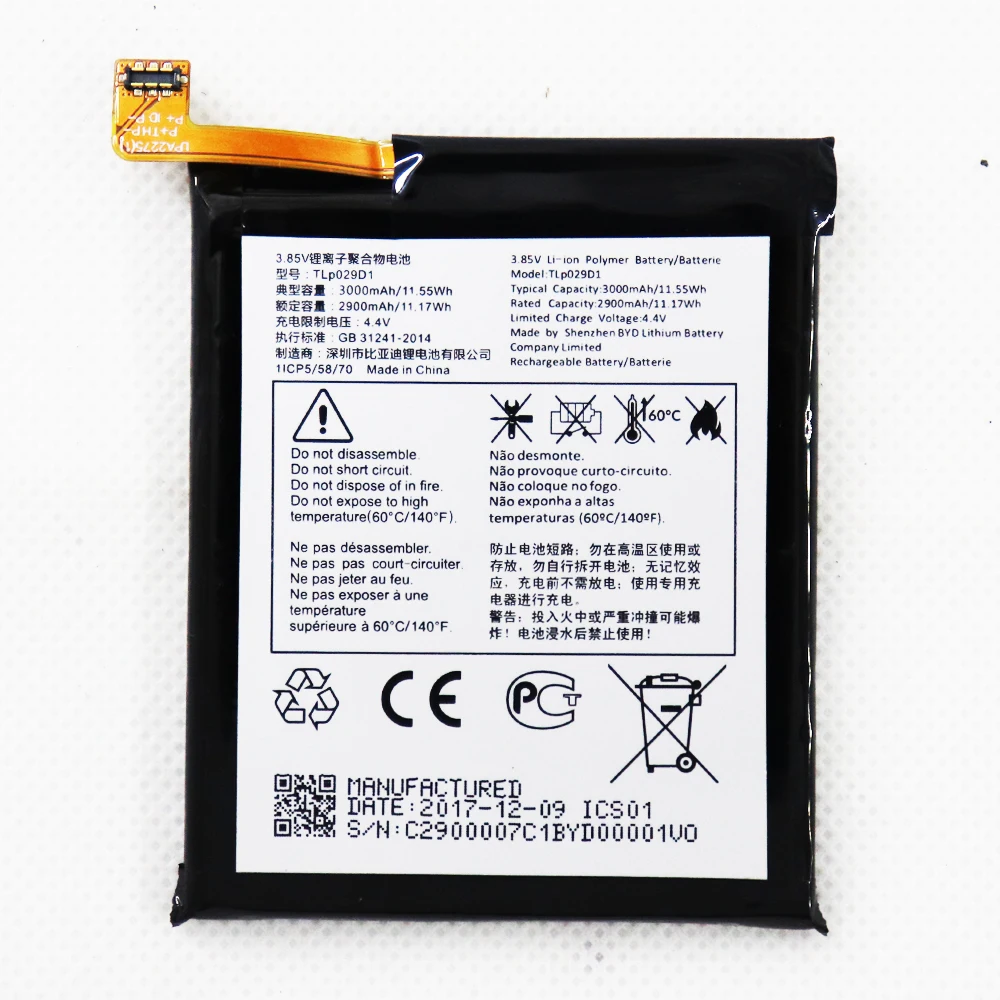 

3000mAh TLp029D1 TLp029D7 Mobile Phone Battery For Alcatel 3 3X 5 TCL V760 Y660 OT-5052D 5052Y 5086 5058 5058A 5058J 5058T