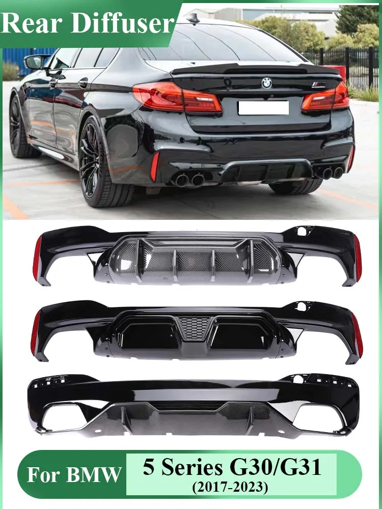 Nero Lucido M Sport Competition Cs Style Diffusor M5 Mp Diffusore Paraurti Posteriore In Fibra Di Carbonio Per Bmw Serie 5 G30 G31 2018-2023