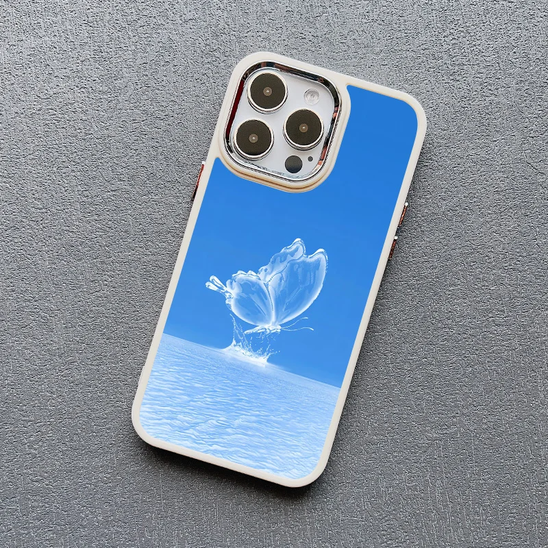 Blue Butterfly Ocean Waves Silicone Phone Case Cover