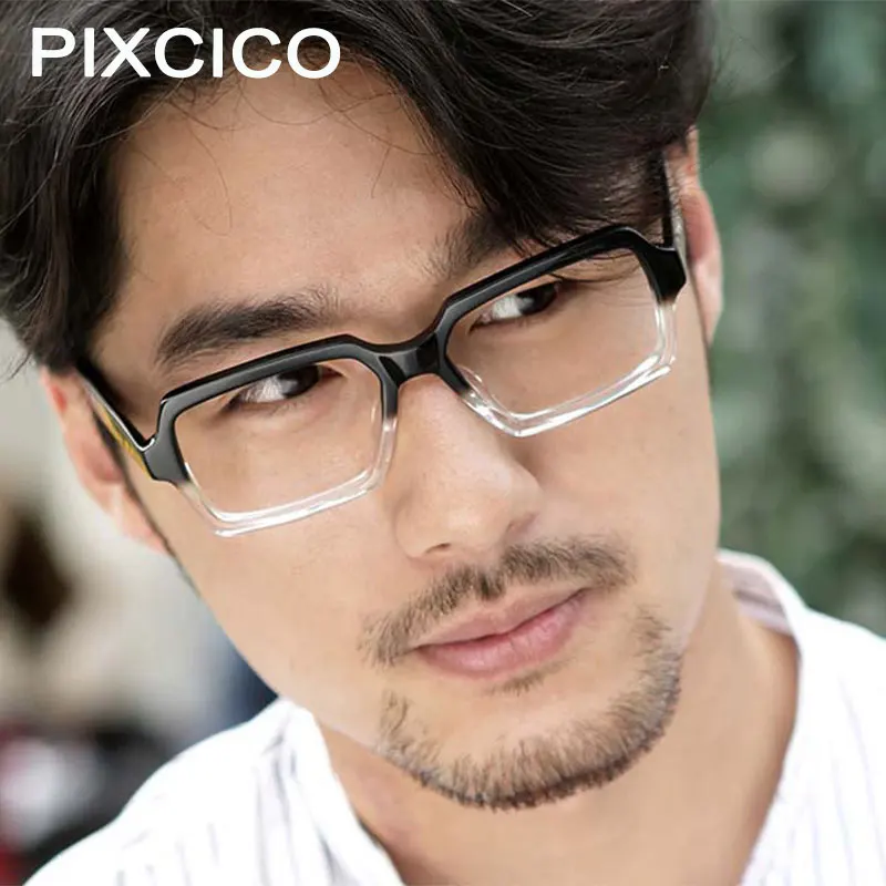 

54726 Retro Square Men Ladies Acetate Glasses Fashion Brand New Black Frosted Glasses Prescription Mirror