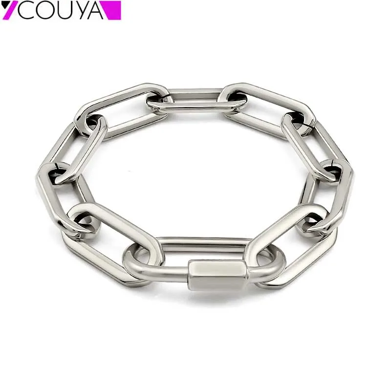 Stainless Steel Thick Chain Bracelet Europe American Style Screw Lock