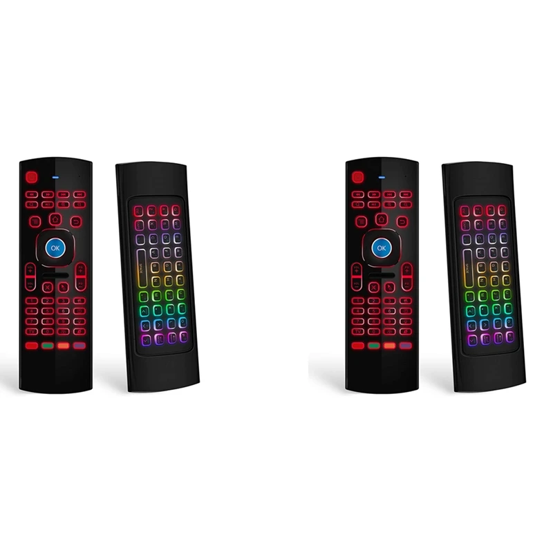 

2X Air Mouse For Android TV Box, Mini Wireless Keyboard Air Remote Mouse Control With RGB Backlit MX3 Pro IR Learning
