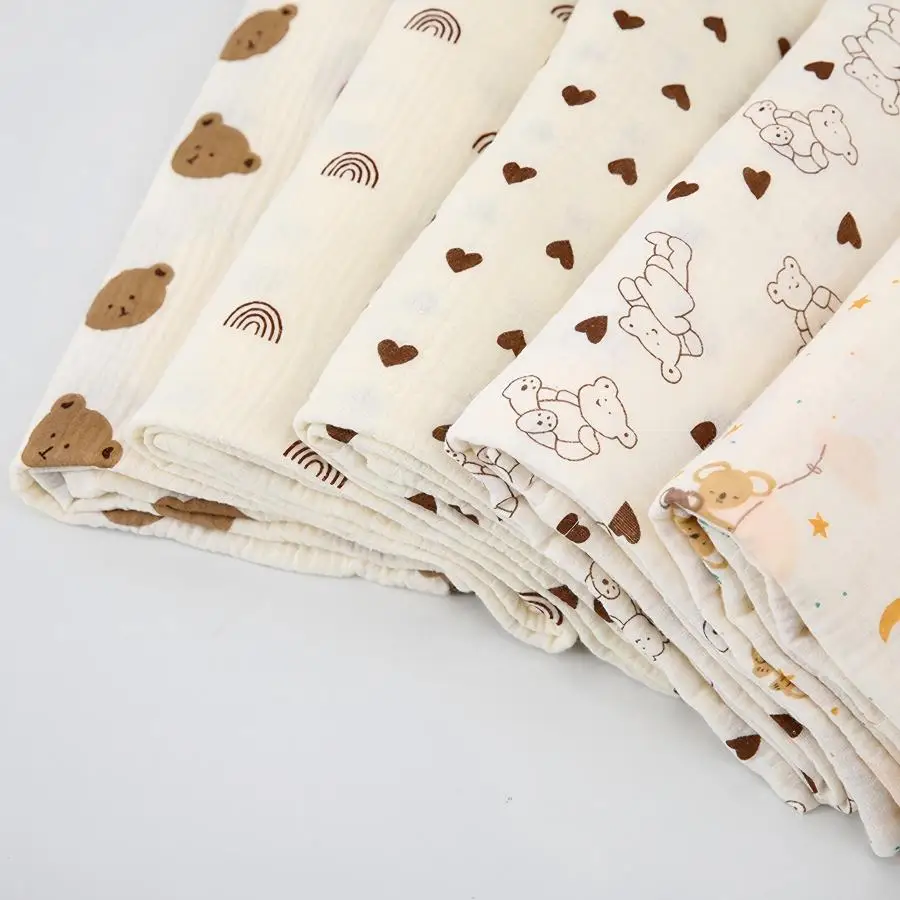 Parasole per passeggino da 1 pezzo, realizzato in tessuto stropicciato di puro cotone, facile da trasportare, delicato sulla pelle e traspirante, con stampa di simpatici cartoni animati, adatto per passeggini. - immagine 4