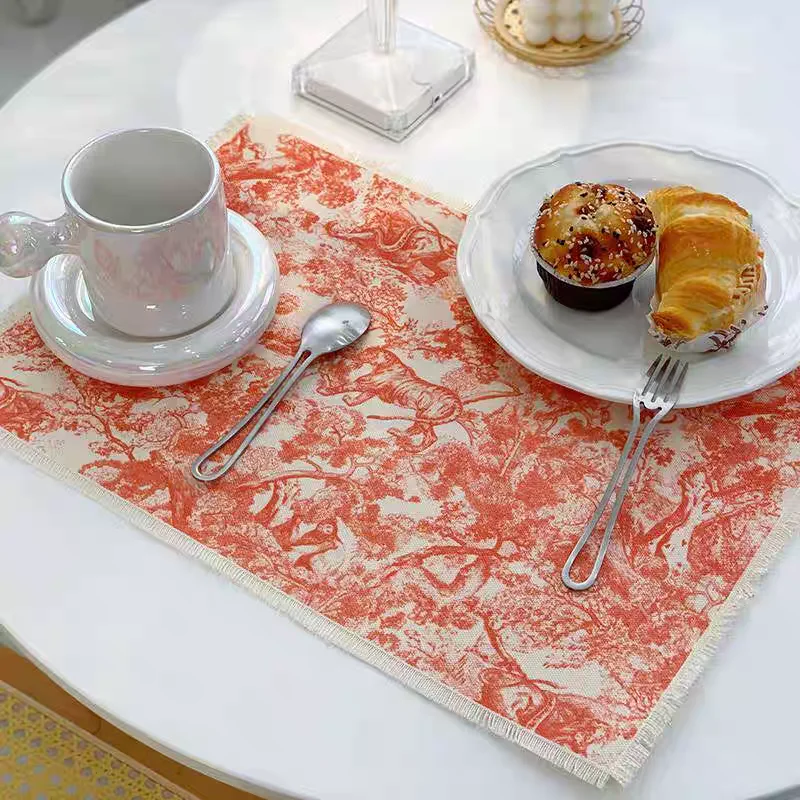 Francouzský bavlna prádlo jídlo rohož vodotěsný heat-insulating káva pohár rohož kuchyň blok dekorační textilie nádobí rohož jídlo prostírání
