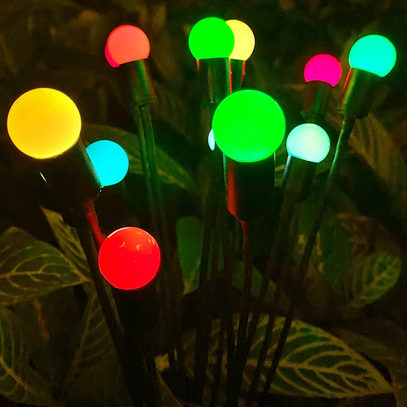2 stk. LED-lys utendørs solcelledrevet ildfluelampe vanntett hage hjem camping utvendig dekorasjon bevegelsessensor gulvlampe_voghion.com