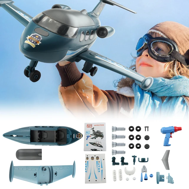 DIY Disassembly Police Car Plane Building Block Educational Children Puzzle Toys For Kids Electric Drill Assembly Vehicle Toys 3