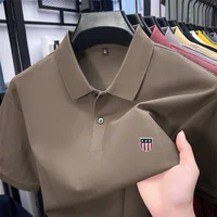Polo homme de luxe en coton 100% pour l'été, imprimé sur le col, manches courtes, t-shirt décontracté et professionnel, vêtement respirant pour homme 4