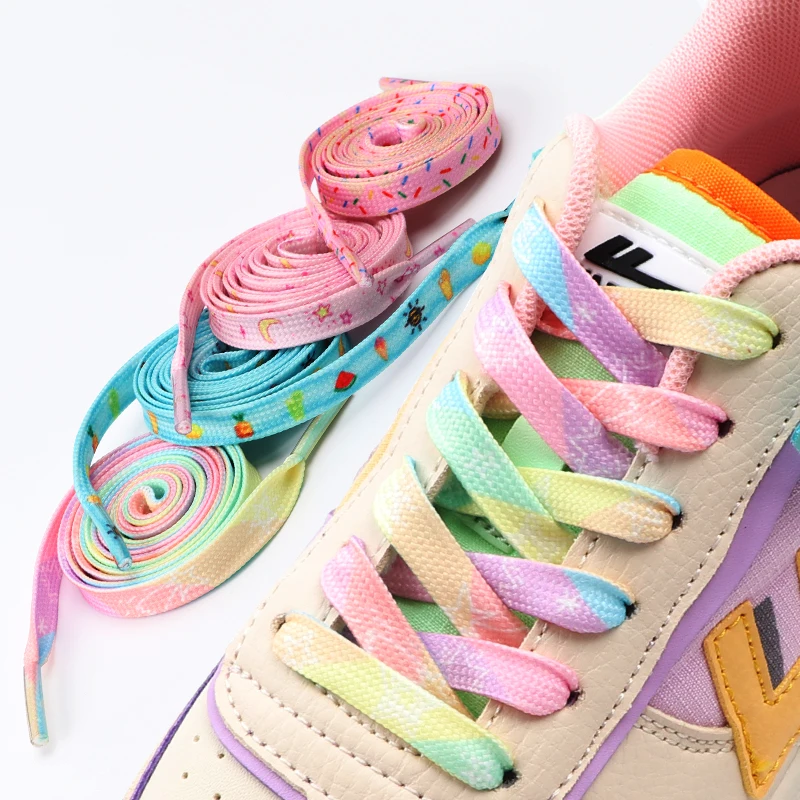 Platte Schoenveters Voor Sneakers Tennis Veters Regenboog Hoge