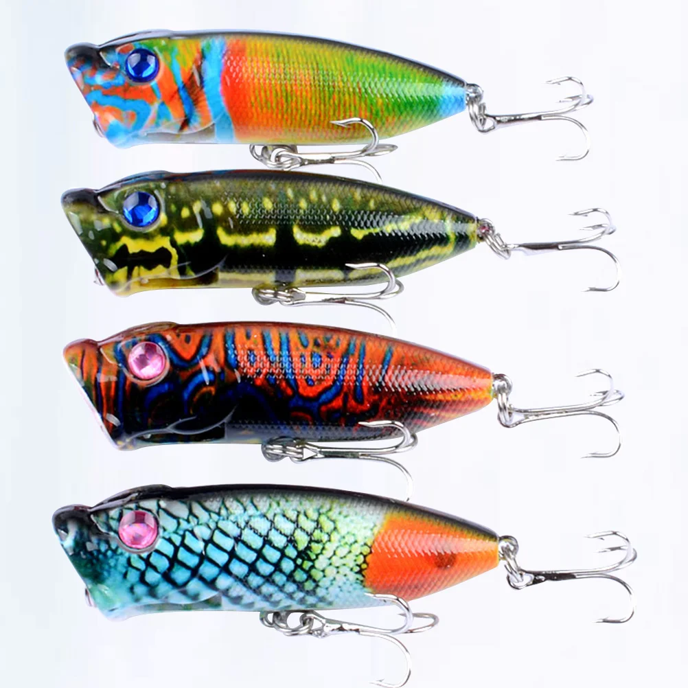 

4 Pcs Baits with Strong Treble Hard Life-like Swimbaits Painted Fishing Lures Outdoor Surface