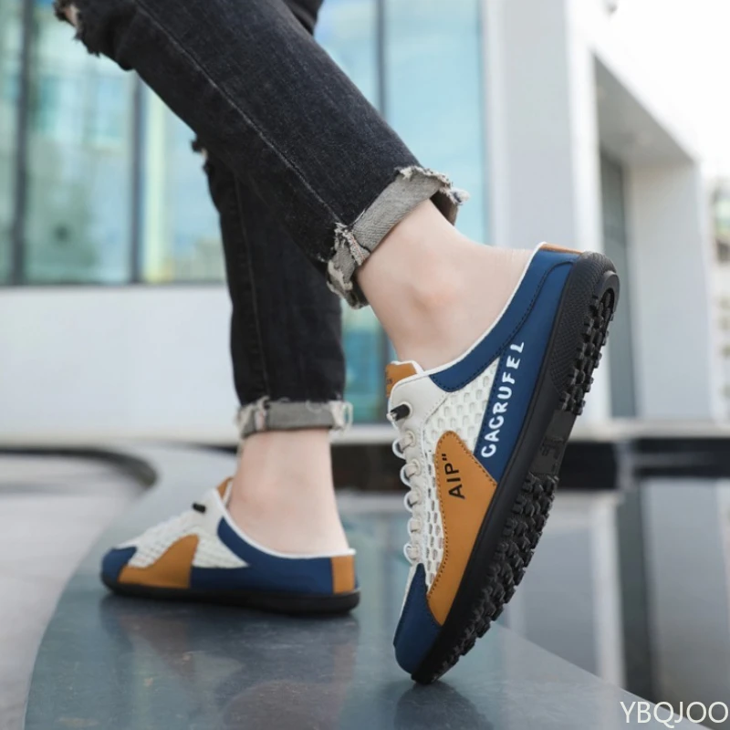 Summer Slippers for Indoor and Outdoor Wear Home Decor Men's Fashion Soft Soled Semi Slippers Large Size Hooded Slippers Men's