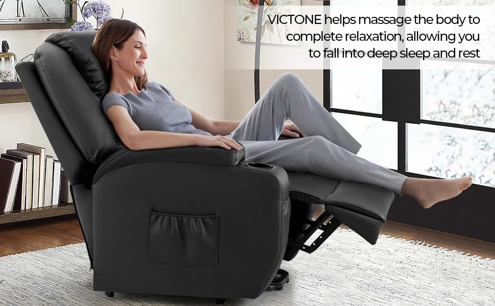 Description Picture 5 of itemElectric Power Lift Recliner Chair for Elderly Reclining Sofa for Living Room with Massage, Side Pockets and Cup Holders (Leathe