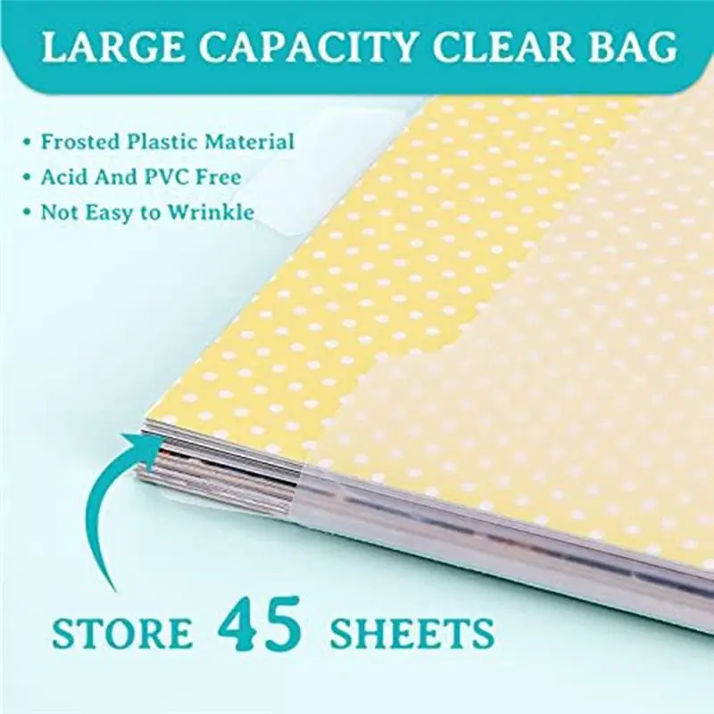 버클 디자인의 AB97-36Pcs 스크랩북 정리함, 12X12인치 종이를 보관할 수 있는 100개의 다색 스티커 인덱스 탭 포함