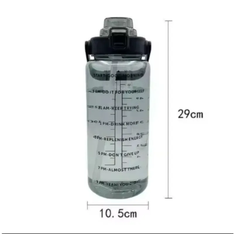 Water Bottle Sports Water Bottle Sports Bottle Plastic Water Bottle Plastic Cup 2L Straw Water Bottle Large Capacity Portable Drink Bottle With Time Marker for Outdoor Sports Fitness gourde