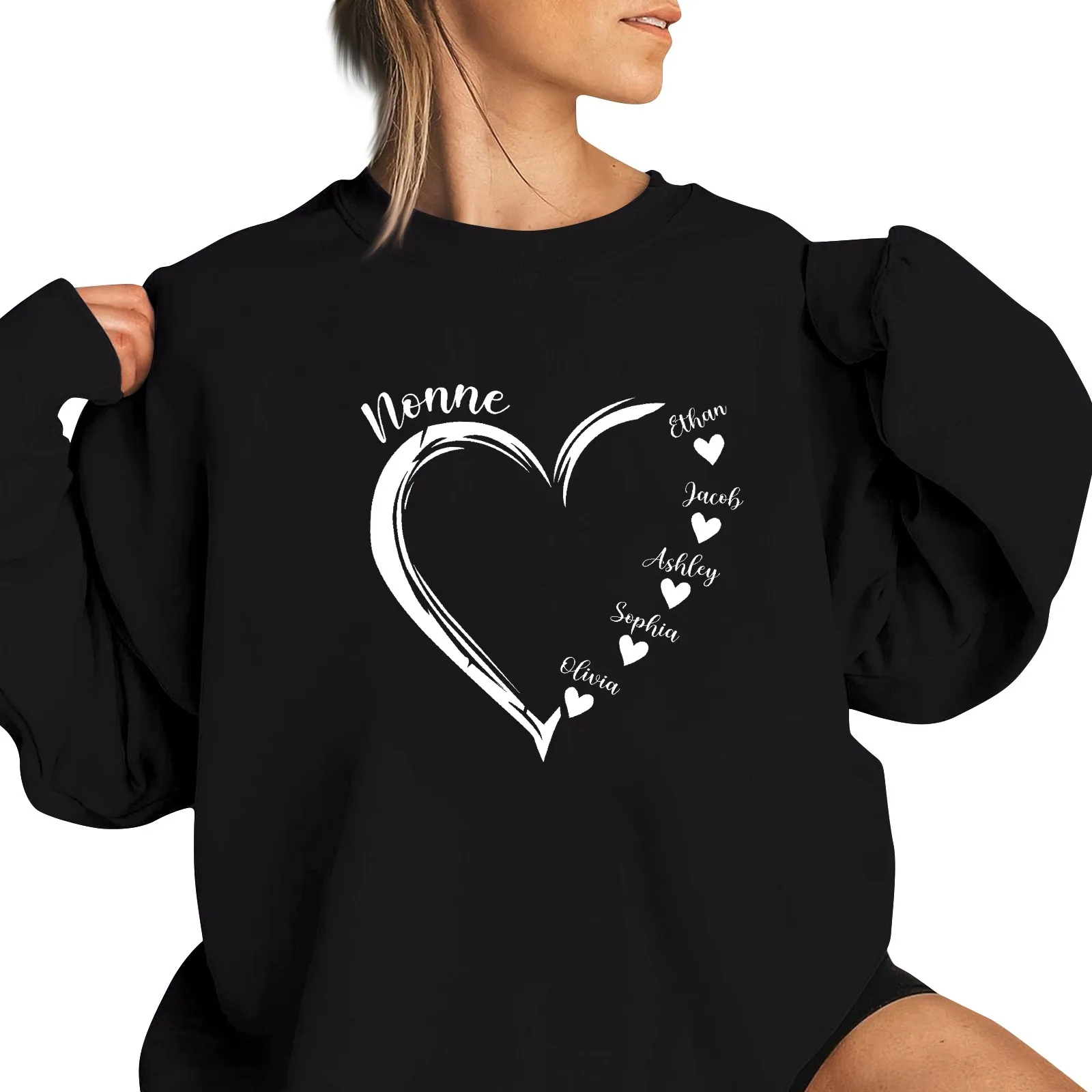 

2024 Spring Autumn New Pullovers Women'S Fashion Casual Loose Versatile Round Neck Long Sleeve Printed Sweatshirt Solid Tops