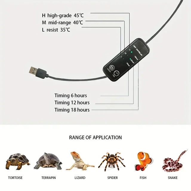 USB Reptile Heat Pad Adjustable Temperature Control Terrarium Heating Mat Small Animals Snake Turtle Bearded Gecko Dragon 4