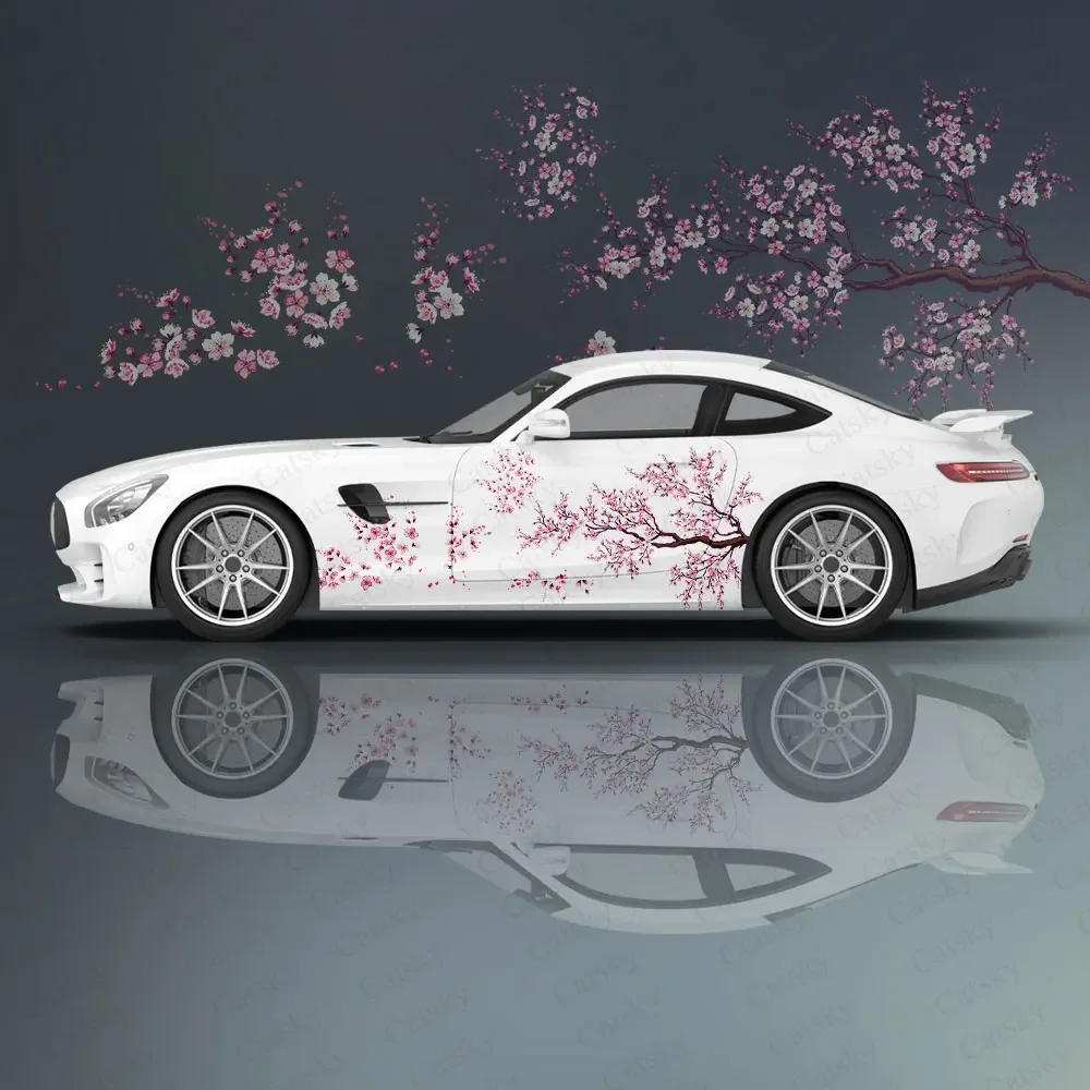 Sakura Flower Car Stickers Ita Car Tuning Racing Vinyl Decal Wrap Side Graphics Car Decal Sticker