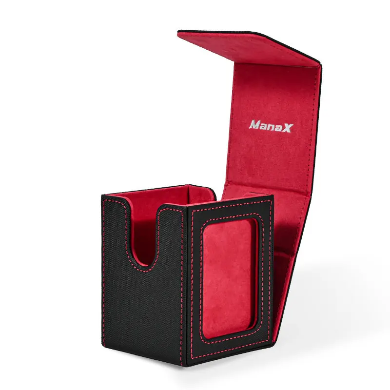 Premium Waterproof PU Leather Card Deck Box with Display Window - Holds Over 100 Double-Sleeved Cards