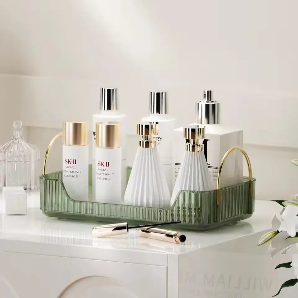 Bathroom Organizer Countertop Makeup Organizer Counter Storage, Skincare Cosmetics Shelf, Perfume Holder for Vanity Tray 2