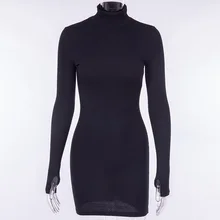 

2022 NewTurtleneck Long Sleeve Skinny Dress 8 Colors Elegant Party Slim Dress Minimalist Autumn Knitted Casual Basic Mini Dress