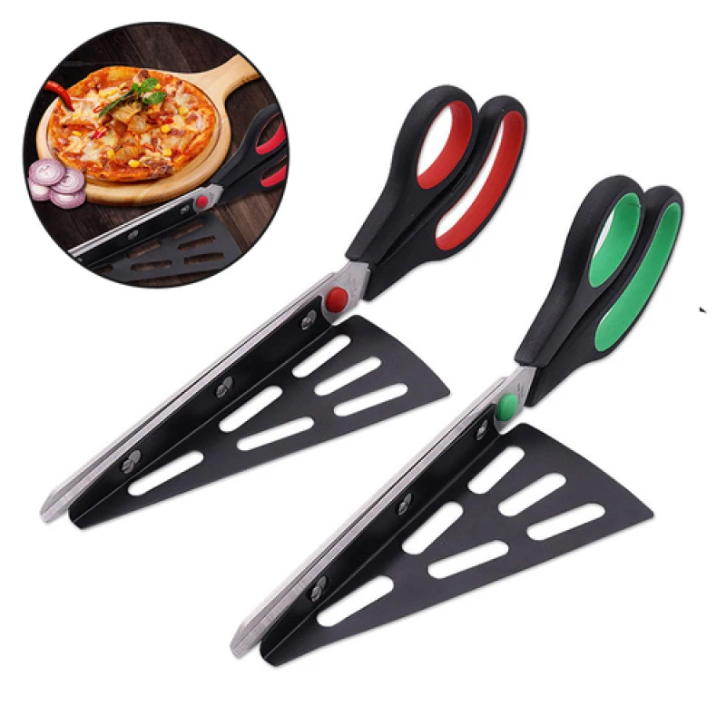 2in1MultiPizzaScissorsKnifeStainlessSteelPizzaCutterScissors