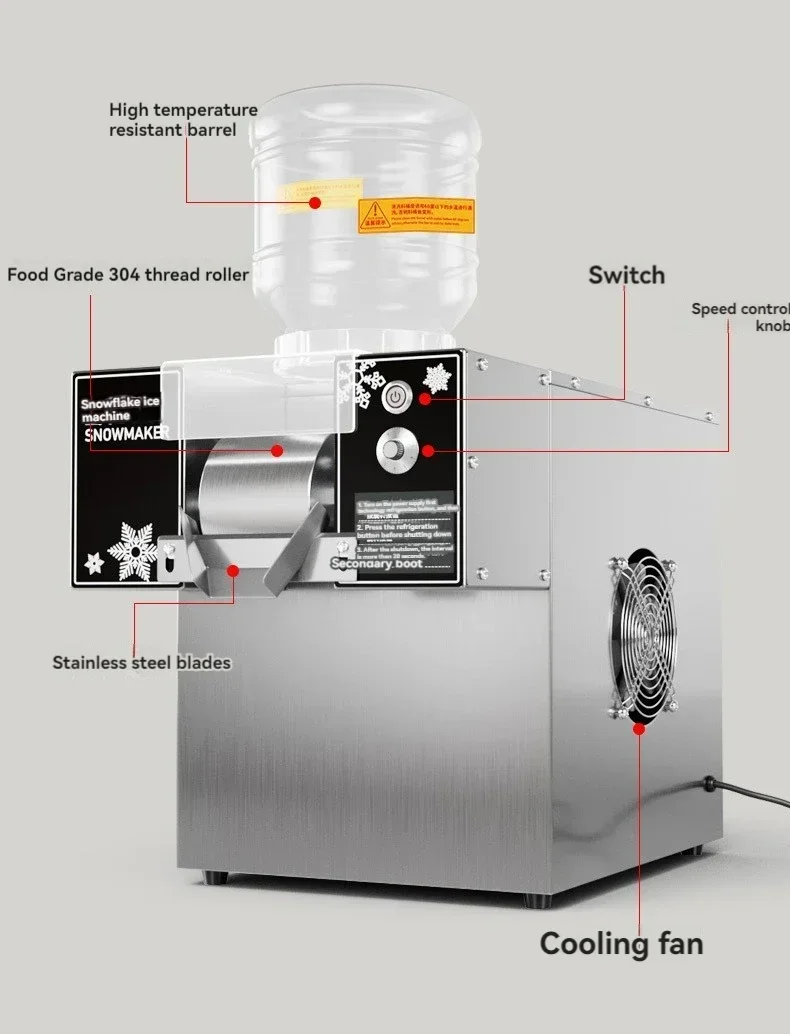 ZB-XBJ60Z 60KG/24H Korean Snowflake Ice Machine Snow Ice Shaver Machine With Water Dispenser Ice Bingsu Machine 4