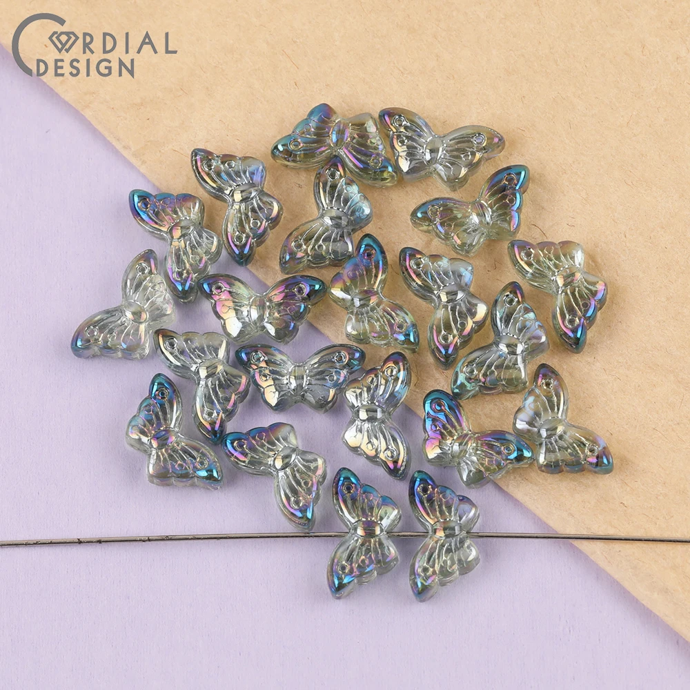 Cordial Design 8*15MM 500pcs Beads Making/Aurora Effect/DIY Glass Bead/Butterfly Shape/Jewelry Findings & Components/Hand Made - cordial