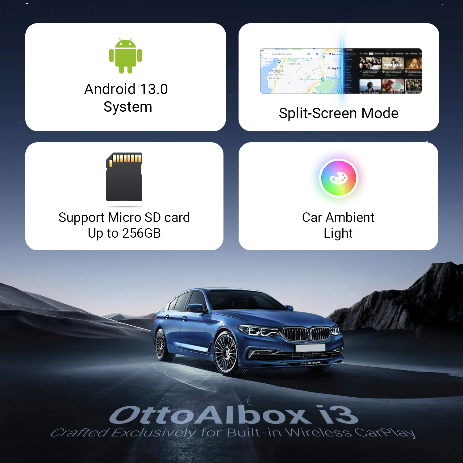 OttoAibox i3 Android Auto AI TV Box for BMW Kia Wireless