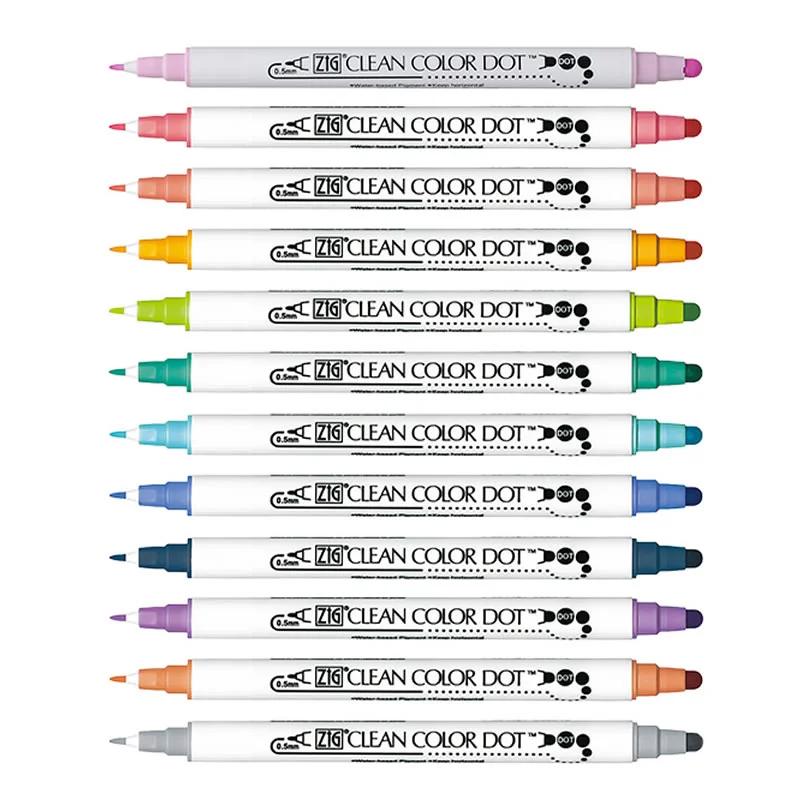 Japan Zig Kuretake Clean Color DOT TC-6100 Double-Tip Watercolor Marker Pen 1pc, watercolor pen