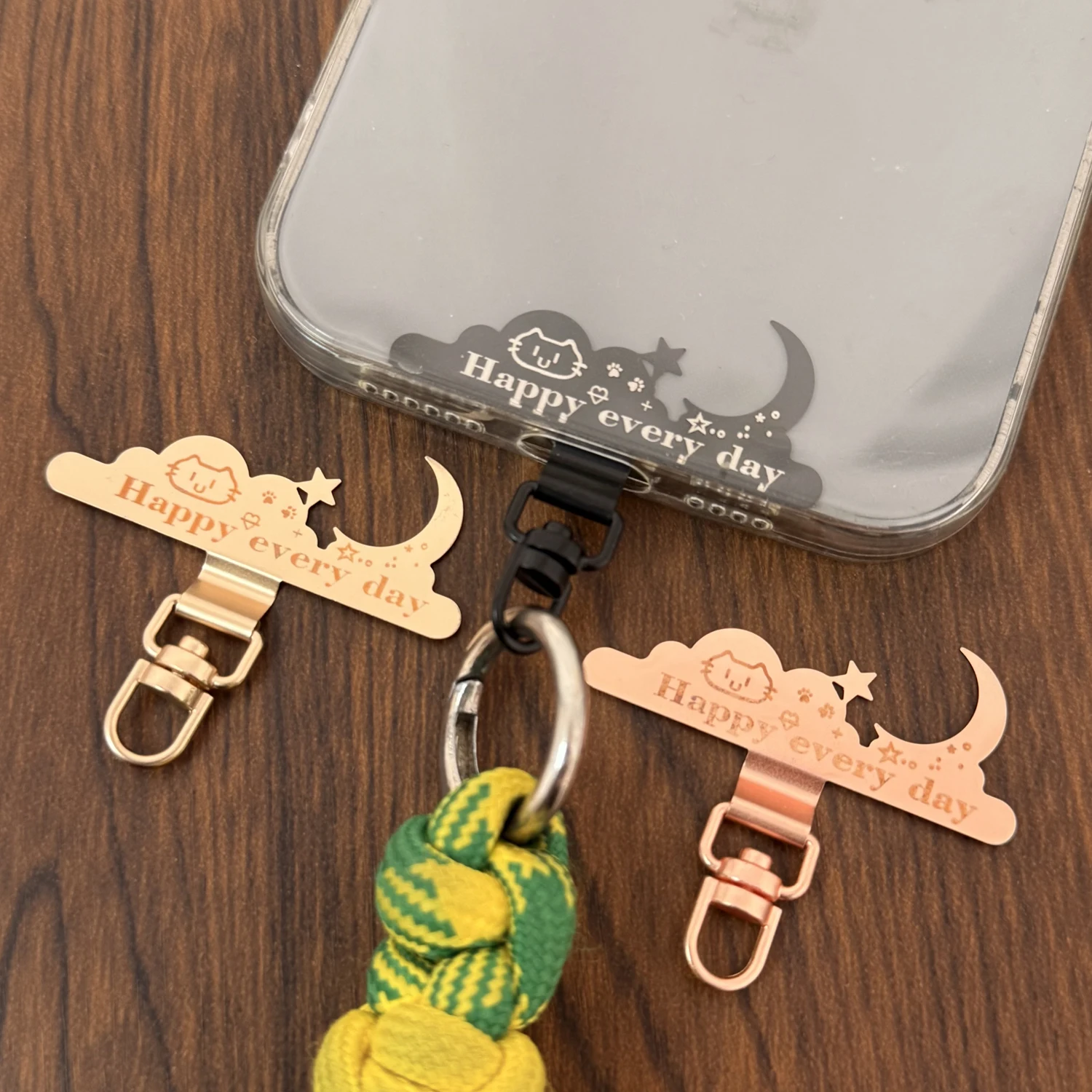 4-1Pcs Phone Lanyard Patch Anti-Lost Replacement Phone Tether Tabs Metal Cute Mobile Phone Lanyard Tether Tabs Patch Clips Ins